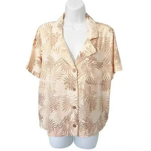 NEW Faherty Linen Paradise Cove Palm Print Top size Medium
